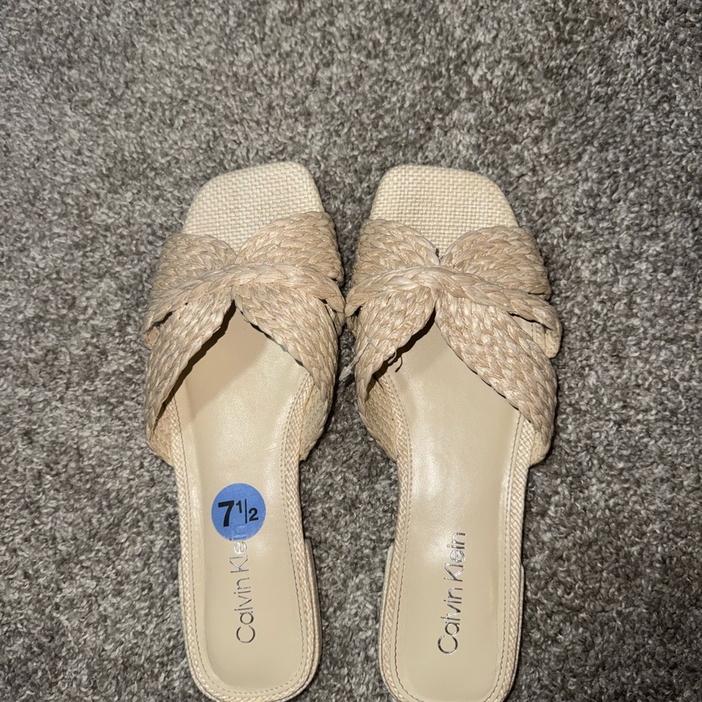 Calvin Klein Beige Woven Sandals